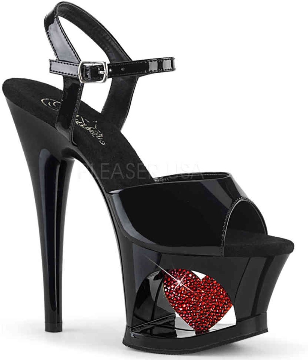 EU 38 = US 8 | MOON-709HRS | 7 Heel, 2 3/4 Cut-Out PF Ankle Strap Sandal